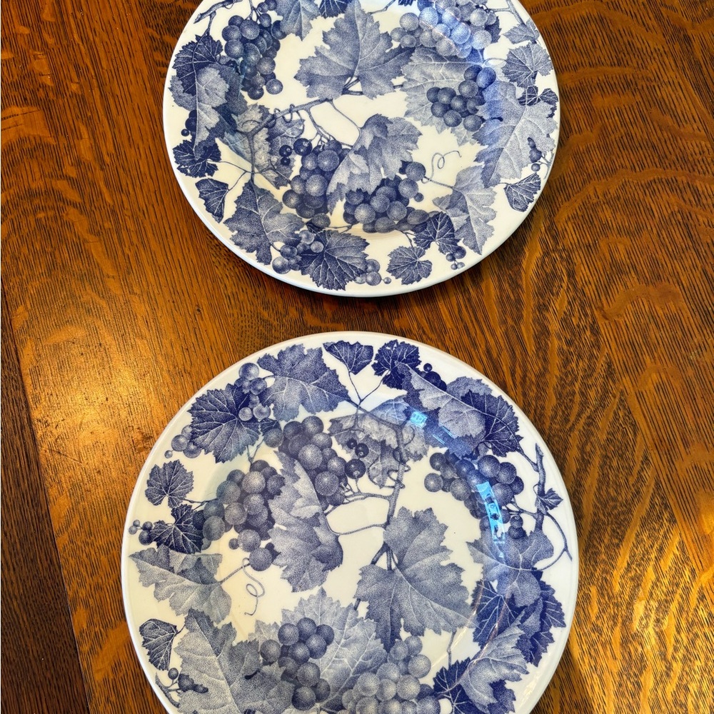 Quadrifoglio Ceramica La Primula Rimmed plates  Blue/White Grapes